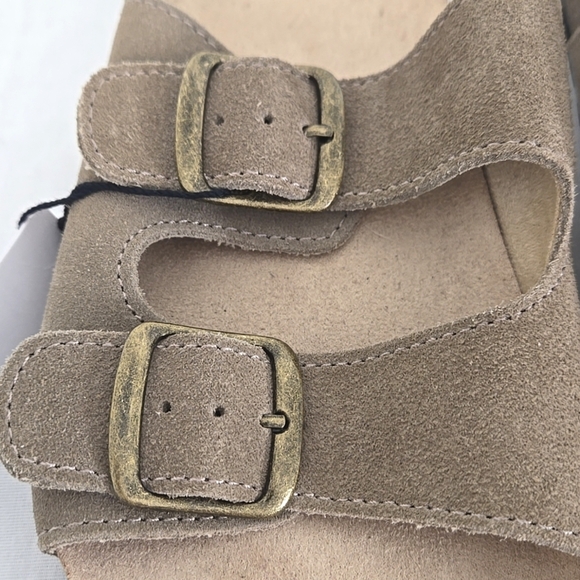 *NWT* Sonoma Taupe Leather Adjustable Straps Sandals Comfort Beach Summer, 8M - Picture 3 of 8